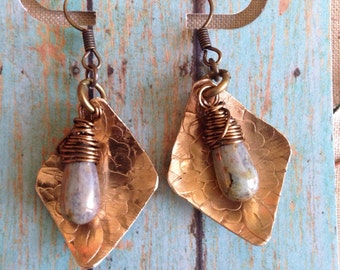 brass and Czech glass handmade earrings