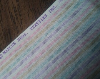 PASTEL STRIPES FABRIC, 42" x 44" for Spring or Nursery Crafting, Marcus Brothers Textiles, Vintage