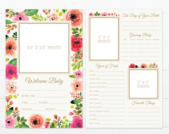Large Floral Blooms Theme Baby's First Year Memory "Book"
