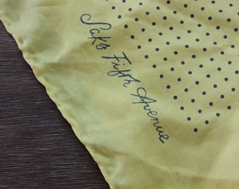 Vintage SAKS FIFTH AVENUE Yellow Polka Dot Scarf