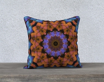 Rust Blue Black 18 x 18 Pillow Case