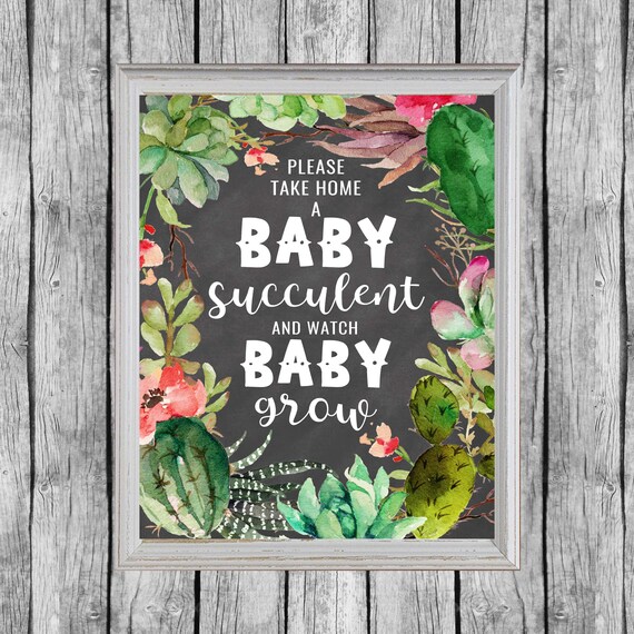 shower baby 8x10 gift 8x10 Succulent Favors Digital File Baby Sign Shower Fiesta