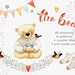 Teddy Bear clipart, Baby clipart, winter clipart, birds clipart, hearts clipart, card template, digital clipart, editable PSD, digital paper