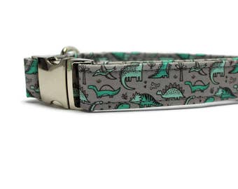 Green Dinosaur Dog Collar - 1" or 1.5"width only - Girl Dog Collar - Boy Dog Collar
