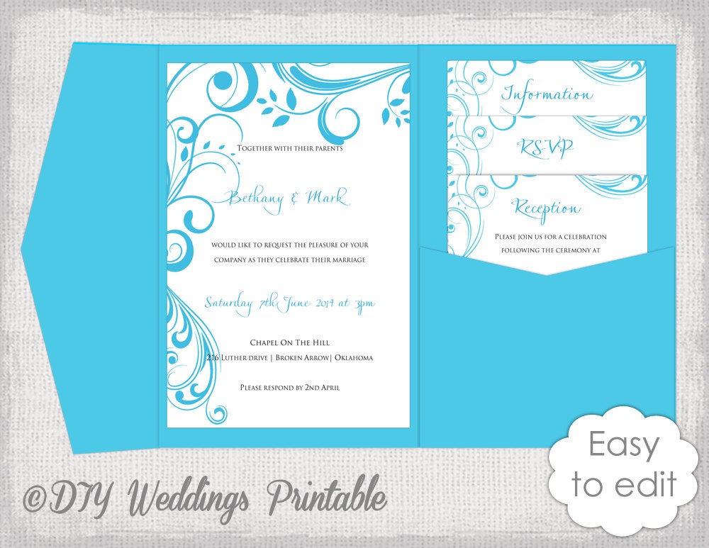 blue wedding invitations templates