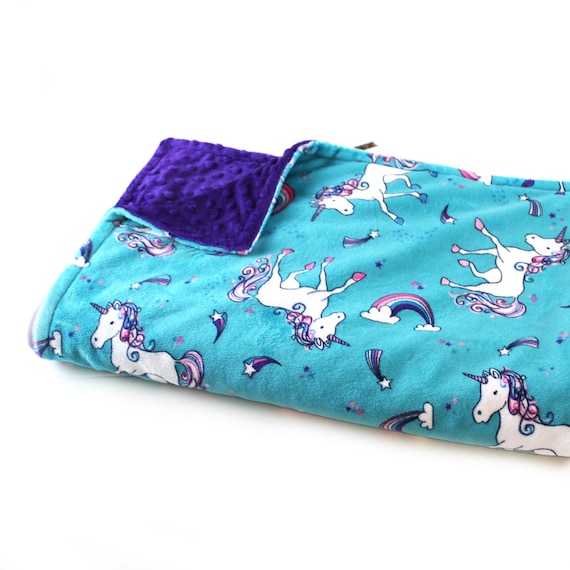 Unicorn Blanket, Minky Adult Blanket, Personalized Blanket, Purple Blue Unicorn Purple Blue Throw, Minky Throw Blanket, Kids Minky Blanket