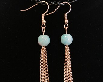 Rose Gold Chain Tassel Earrings