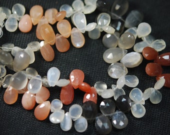8 Inch Finest Quality,Multi Moonstone Faceted Pear Shape Briolettes,12-10mm size