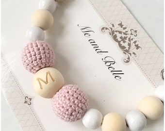 Personalized pacifier clip, initial pacifier holder, Beaded pacifier clip, Binky clip, baby accessories, baby gift, baby name, Binky clip