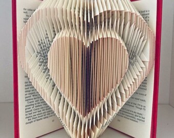 Heart within a heart folded book art - wedding gift, anniversary gift, birthday gift, christmas gift, teacher gift, graduation gift