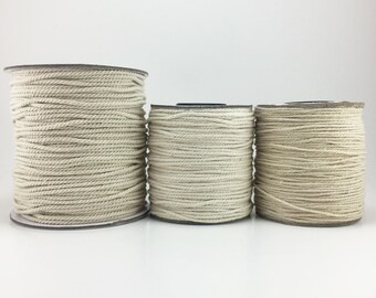 Natural White Cotton Twisted Cord 1mm 1.5mm 2mm