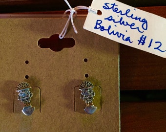 Bolivian sterling silver figurine earrings