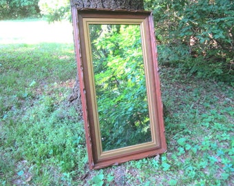 Antique Circa 1890 Carved Walnut Full Length Wall Hanging Mirror