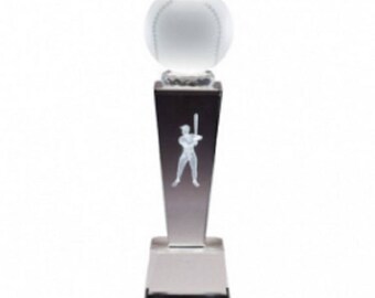 Crystal Sports Trophy Tower with Laser Player Insert