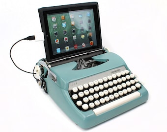 USB Typewriter Computer Keyboard -- Smith Corona Sterling -- Robins Egg Blue