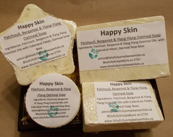 Happy Skin - Bergamot Patchouli Ylang-Ylang Oatmeal Soap - Handmade