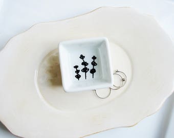 Lavender Art Dish, Ring Dish, Doodle Dish, Ring Storage, Earring Dish, Flower Dish, Floral Decor
