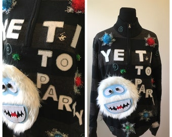 UGLY CHRISTMAS SWEATER, Yeti To Party, Abominable Bumble Snowman, Ready To Ship, Costume Tacky Sweater, us029