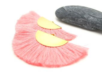2 Large Tassels, Fan Shape Tassel, Black Tassel, Jewelry Making, Gold Tassel, Earrings Tassel