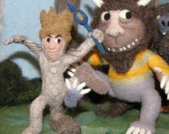 Where the wild Things Are Tribute in Needle Felted Wool Large Sculpture