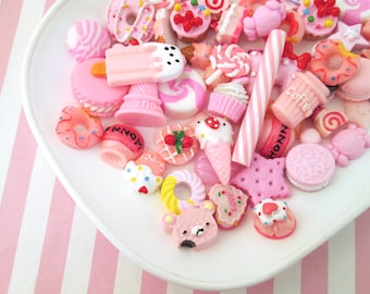 Assorted Pink Sweets/Food/Character Cabochons Mix #1017