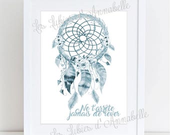 BLUE/gray Indian Dreamcatcher poster