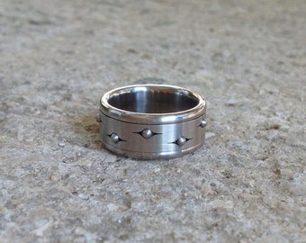 Unique Wedding Band, Steel Spinning Ring, Anxiety Ring, Fidget Spinner Ring, Kinetic Ring, Unique Mens Wedding Ring,Gear Ring,Berman Jewelry