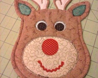 NEW - Reindeer Mug Rug - Coasters - New Christmas 2017 Design - Christmas Gift - Mug Rugs - Coasters