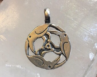 Pewter RAVEN Pendant Celtic Raven Triple Morrigan Magick