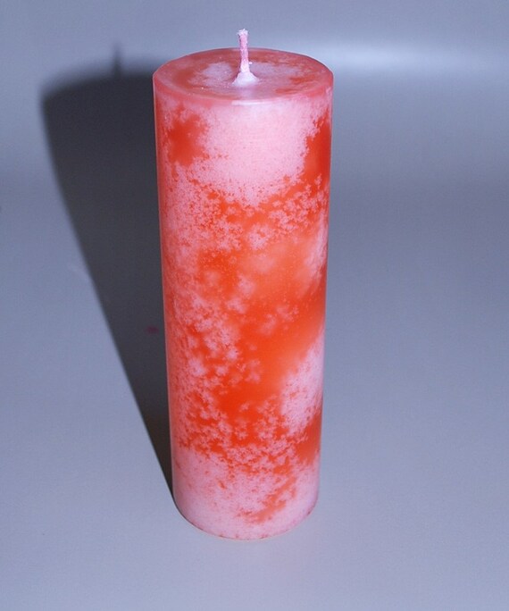 2 Pink Pillar candles mottled candles cylinder candle