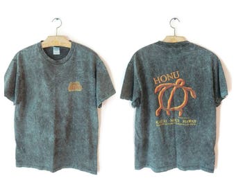 1990s Lave Blues shirt Size Large HONU Green Turtle Kauai Maui Oahu Hawaii