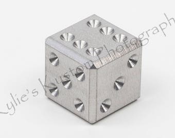 Stainless steel precision machined metal D6 game dice - 6 sided casino die, (single)