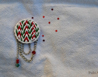 Christmas gift ideas Christmas brooch Knitted brooch Polymer clay brooch Polymer clay pin Shawl pin Christmas pin Polymer clay creations Pin