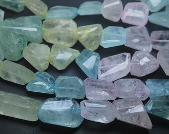 8 Inches Strand,Finest Quality Aquamarine Faceted Nuggets,14-18mm Large