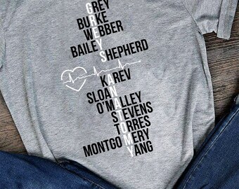Greys anatomy cast tshirt, grey's anatomy, greys anatomy gifts, greys anatomy merchandise, meredith grey, greys anatomy tshirt
