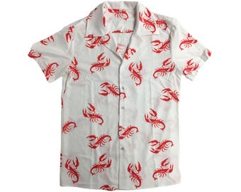Lobster Shirt Kramer Seinfeld TV Show Costume Button Down Up Cosmo T-Shirt 90s Halloween Cosplay Gift Maine Cabana Hawaiian Vacation Quality