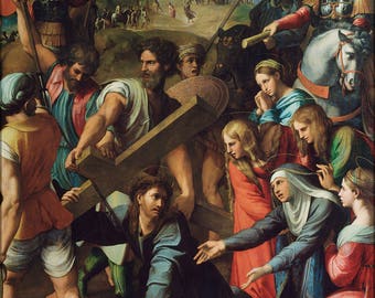 Poster, Many Sizes Available; Jesus Christ Carrying Cross On The Way To Calvary By Raphael