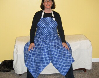 Pottery Apron Split Leg Panel Blue Pattern Basic