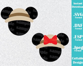 INSTANT DOWNLOAD SVG Disney Animal Kingdom Inspired Mickey and Minnie Ears Cutting Machines Svg, Esp, Dxf and Jpeg Format Cricut Silhouette