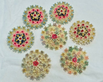 Vintage 1930s Japan celluloid flower brooches