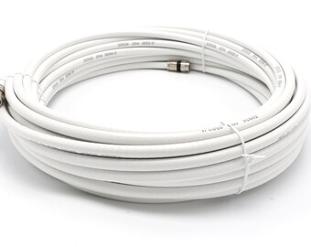 Cable coaxial RC6 de 75 pies, blanco (Coax Cable), Hecho en EE. UU.