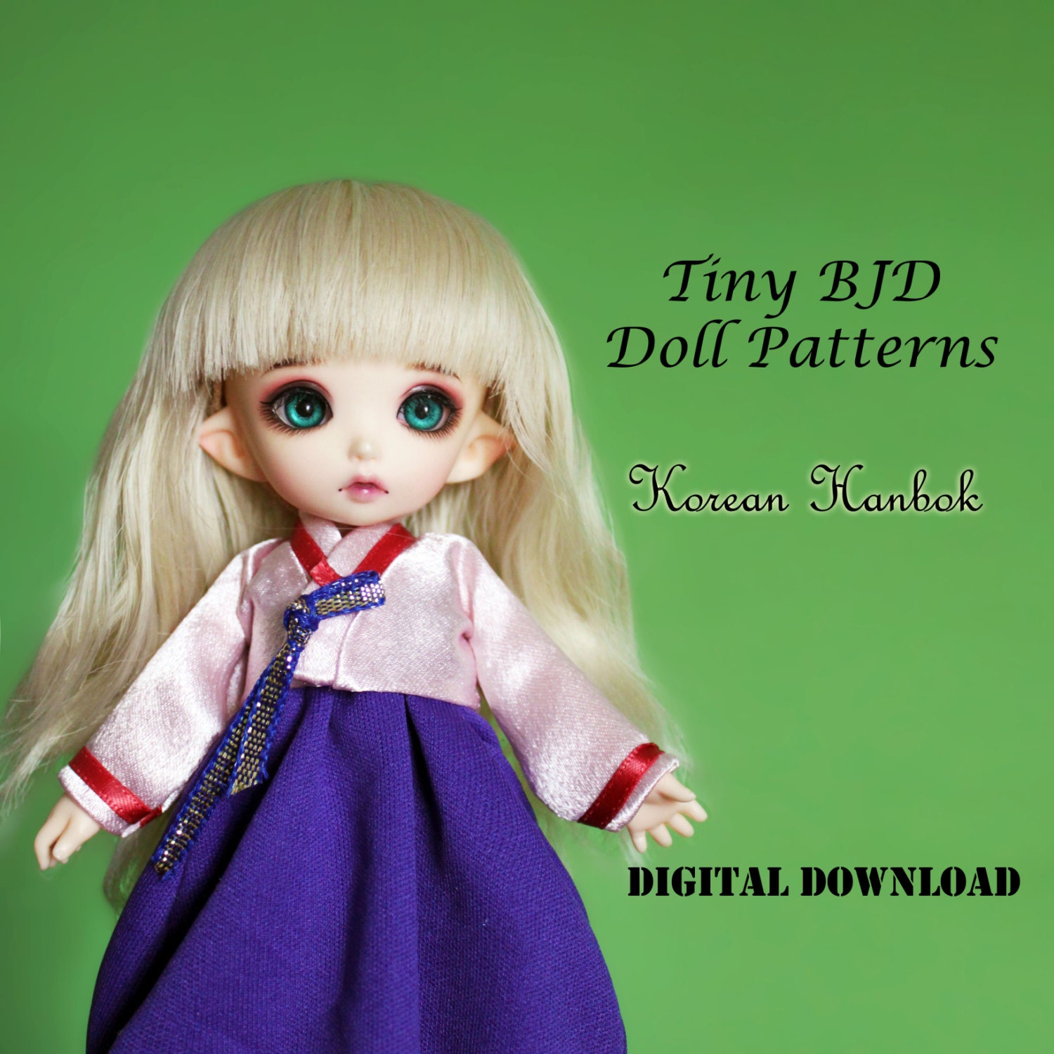  Korean  Hanbok  dress clothes pattern  for Tiny BJD PukiFee Lati