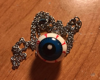 Silver Accented Eyeball Dangle Necklace