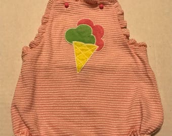 Vintage Carters Romper--ice cream appliqué 12m