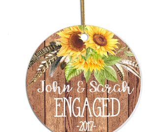 Personalized Couple Ornament, Engaged Ornament, Ornament for Engagement, Engaged Couple Gift, Engagement Gift, Christmas Ornament, Rustic
