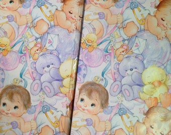 Vintage Gift Wrap for Baby Shower, gift wrapping paper 90's