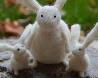 Needle Felt Rabbits Family Portrait, Handmade, Mother's Day,Family,Father's Day, Needlefelt,Animal,Soft Sculpture,Fibre Art, OOAK, Miniature