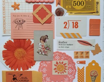Everything ORANGE Vintage Ephemera Collection | 25+ pieces | Mixed Media | Junk Journal | Scrap Pack | Inspiration Kit | Paper Arts & Crafts