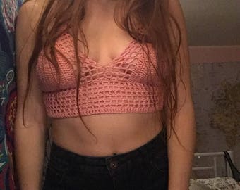 Crop Top crochet/sexy crochet Hippie Bohemian gypsy Festival//bikini top