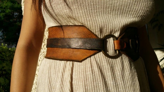 Brown Leather Waist Belt Wide Belt Women Belt Leather